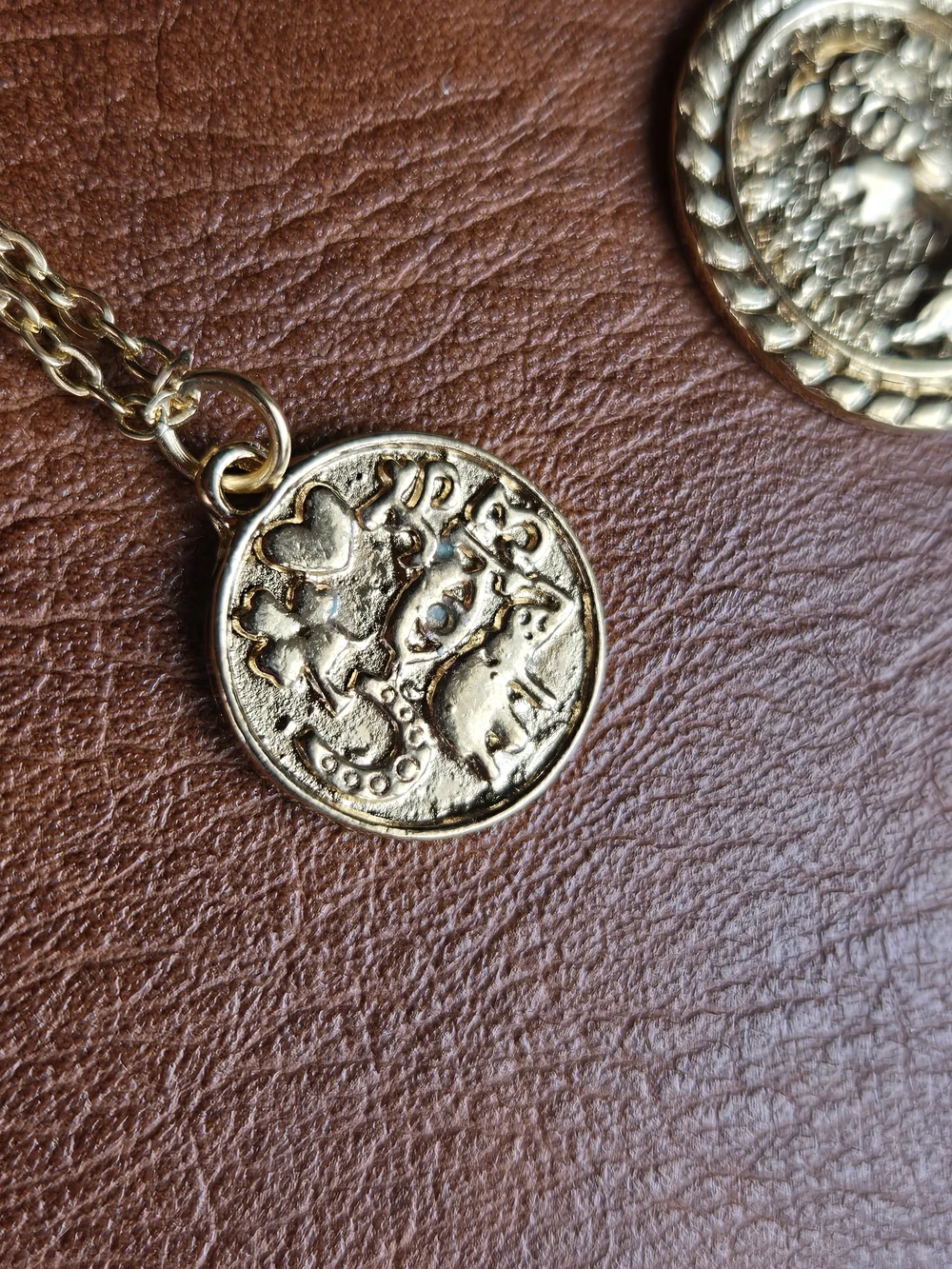 Layered Gold Coin Pendant Choker Necklace Set - Picture 8 of 10